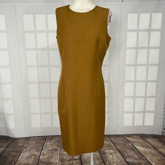 Pret a Porter Suits camel Brown sleeveless Sheath Dress Size 12 - Picture 1 of 8